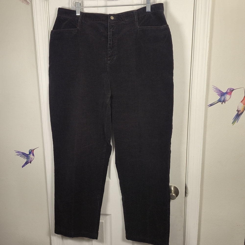 Villager Sport by Liz Claiborne Black Corduroy Pants Size 16 High Rise Straight